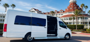 sprinter in front of hotel del Coronado